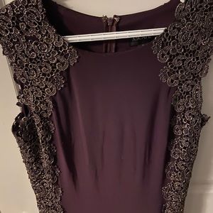 Floor length Xscape evening gown. Purple w gold embroidered detail. So 12